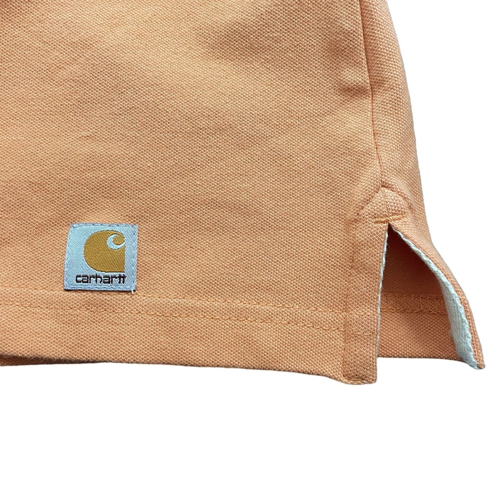 Carhartt Womens Polo Golf Shirt Size Small Short Sleeve Y2K Preppy Peach Orange - Picture 3 of 6